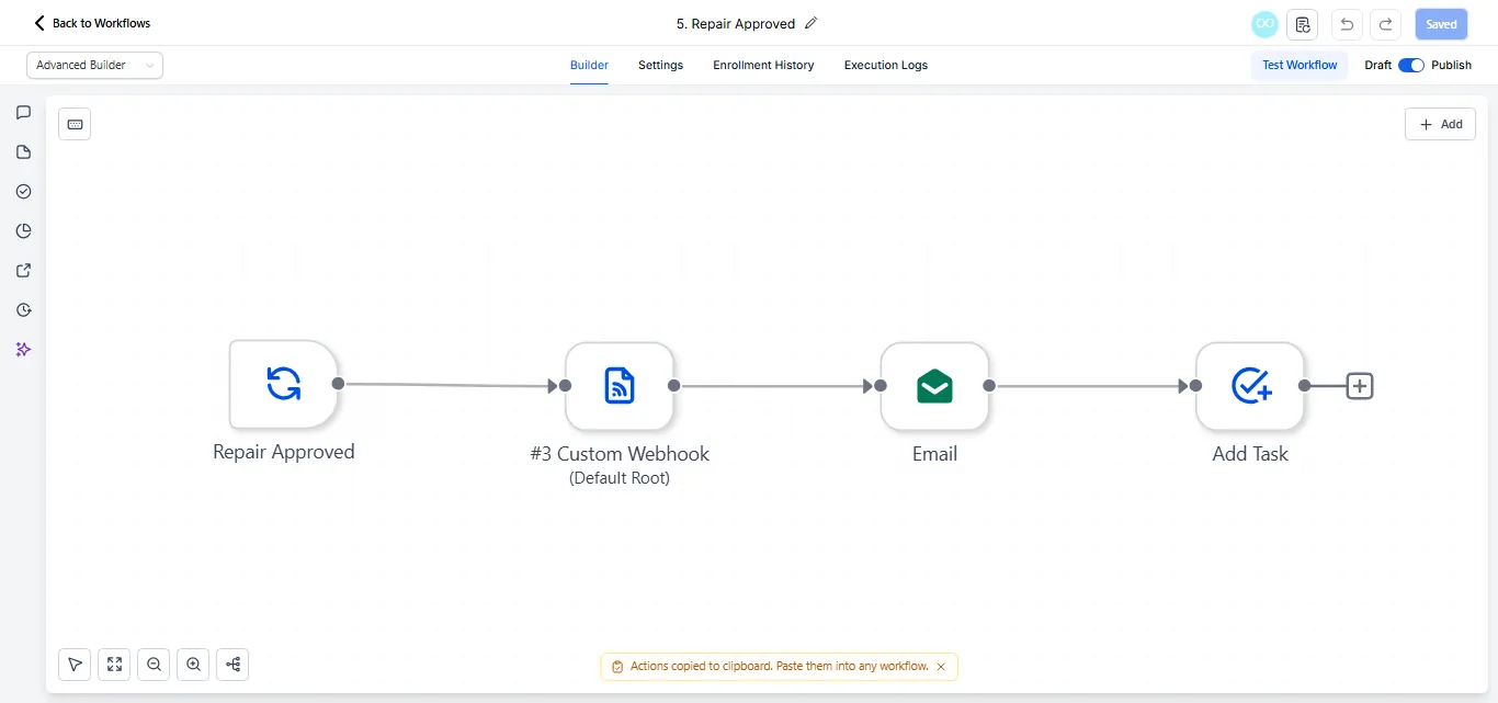 GoHighLevel repair approved workflow