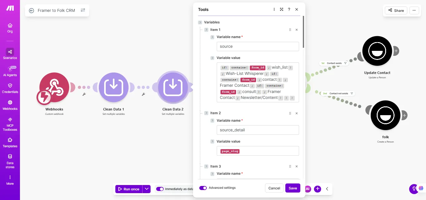 Make variables mapping form IDs to lead sources
